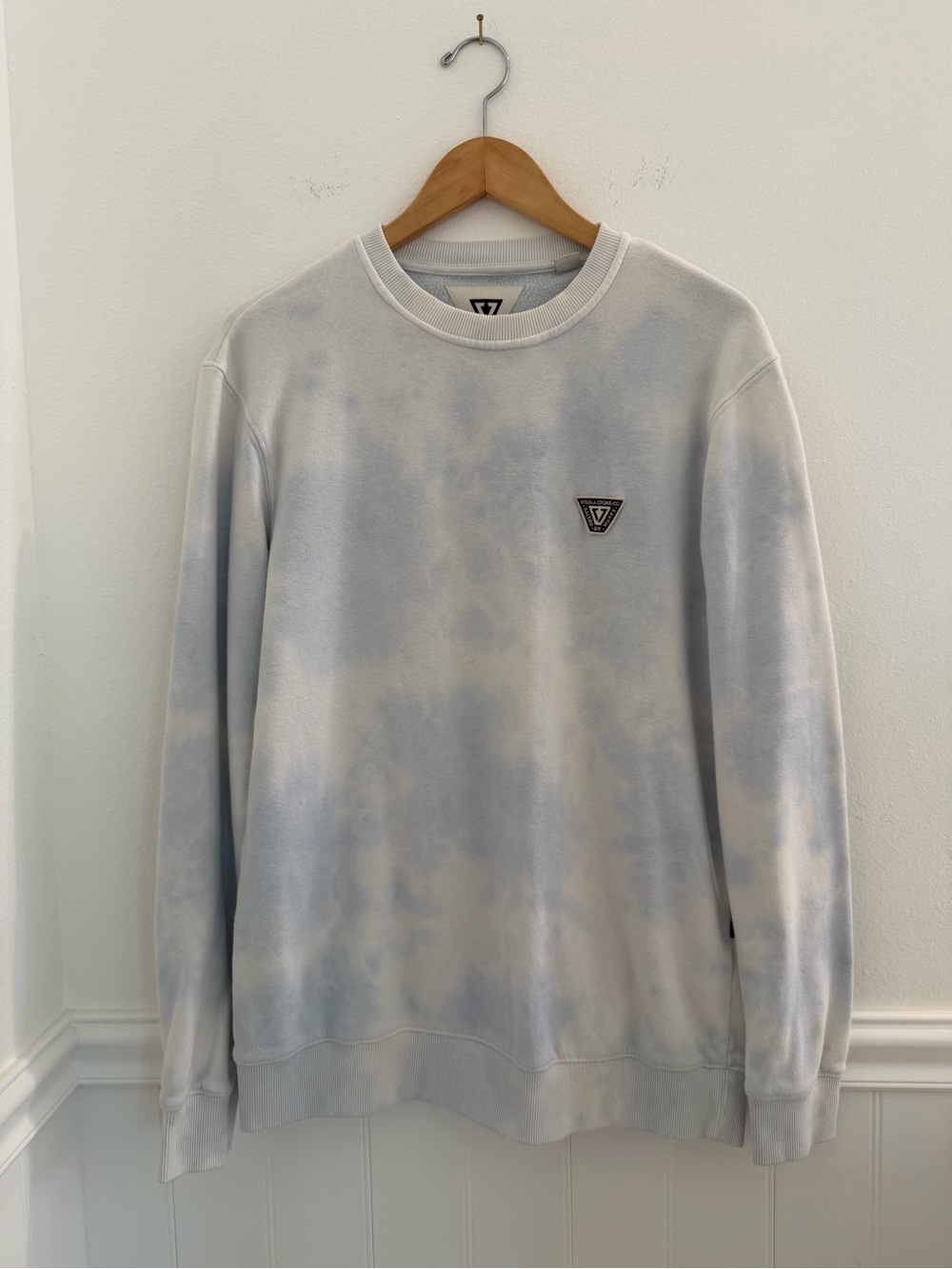 Vissla Mens M Blue White Tie Dye Crewneck Sweatshirt Fleece Surf